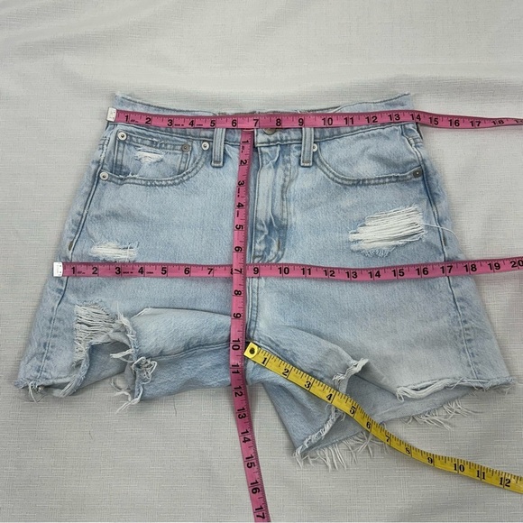 Madewell size 24 Relaxed Mid-Length Denim Shorts Distressed Arnham Wash - Picture 12 of 13